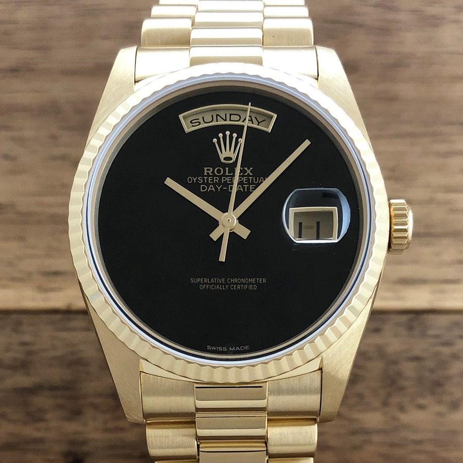 中古 ロレックス デイデイト 18238 オニキス(ONYX) W番 18KYG