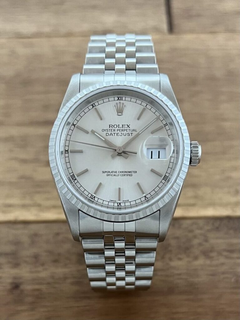 ロレックス ROLEX デイトジャスト 16220 K番 シルバー エンジンターン 