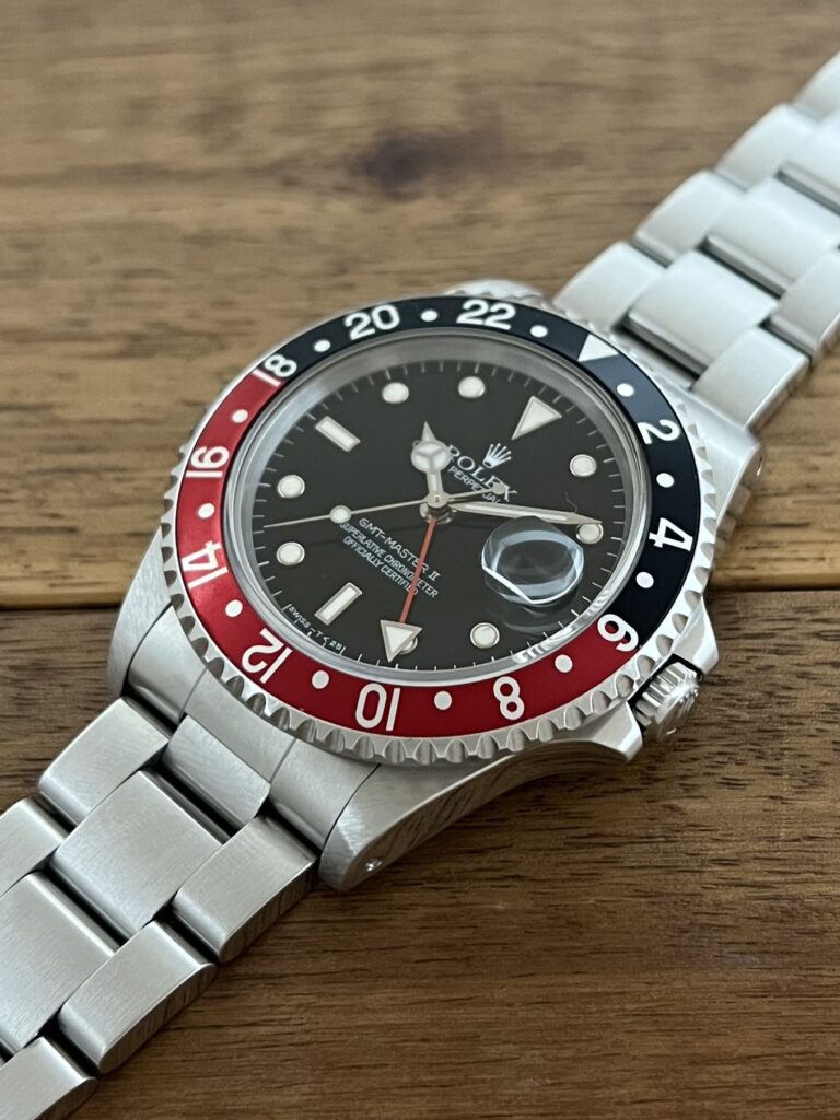 ロレックス GMTマスター 16710 ブラック(黒) 赤黒ベゼル W7番台 シングルバックル トリチウム 中古 5時側から 委託 高価 買取 販売 名古屋