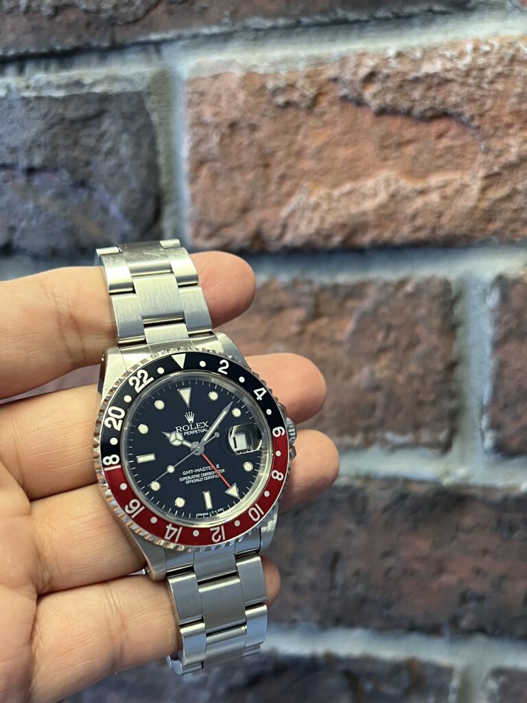 ロレックス GMTマスター 16710 ブラック(黒) 赤黒ベゼル W7番台 シングルバックル トリチウム 中古 インスタ用 委託 高価 買取 販売 名古屋