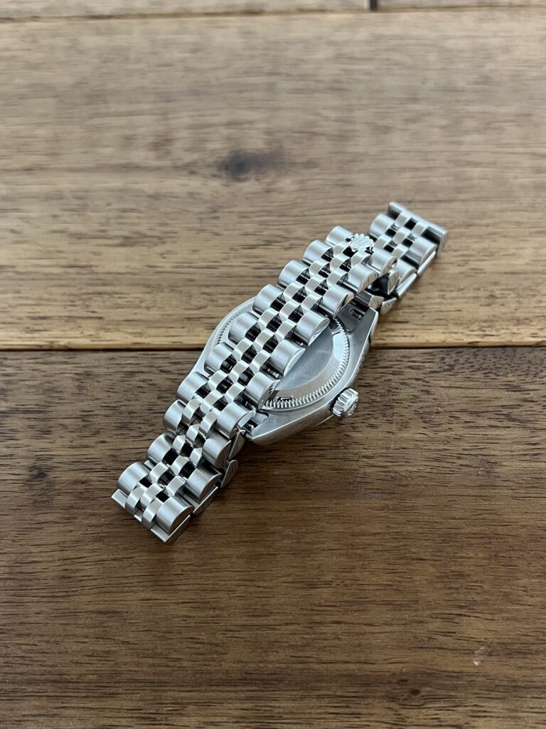 ロレックス デイトジャスト 179174 ホワイト(白) ローマ V番 中古 バックル側から 委託 高価 買取 販売 名古屋