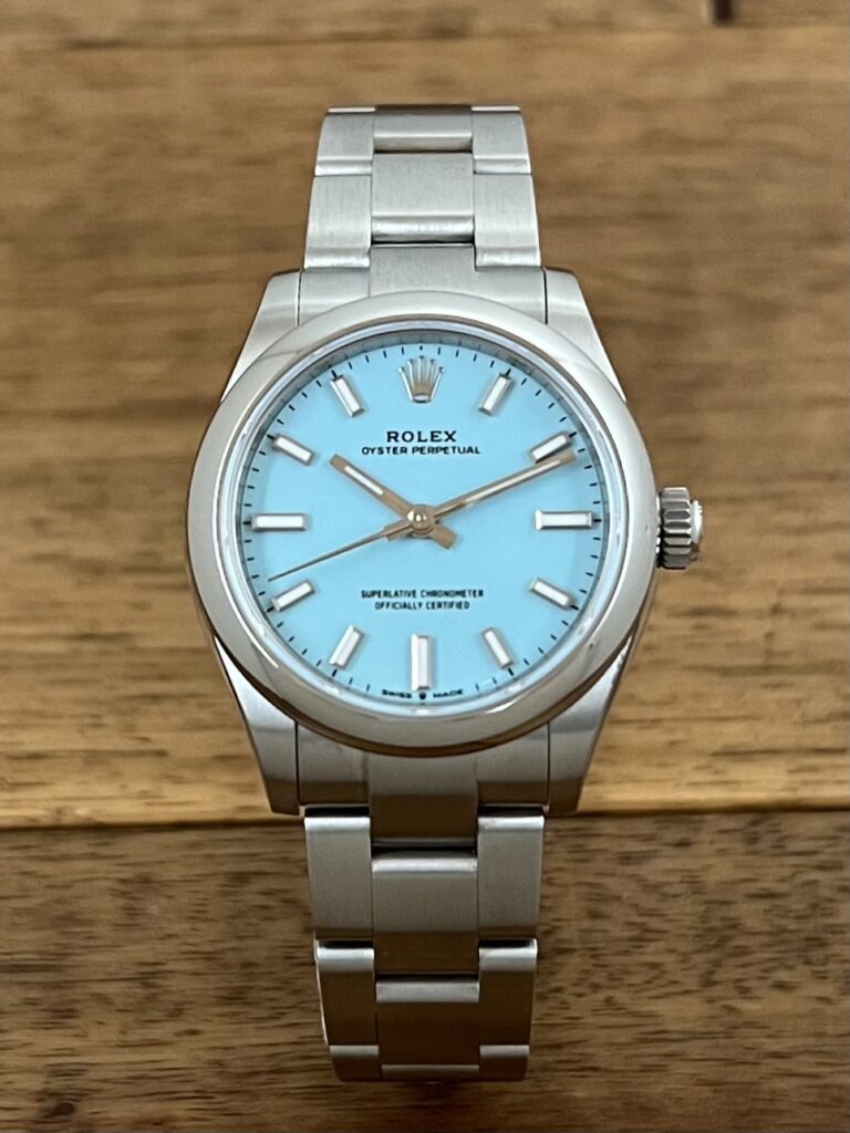 ロレックス オイスターパーペチュアル 31 277200 ターコイズブルー 未使用 保2025.7 正面 委託 高価 買取 販売 名古屋