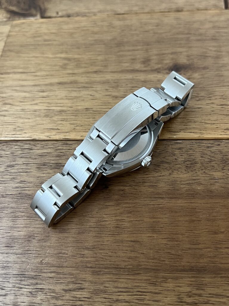 ロレックス オイスターパーペチュアル 31 277200 ターコイズブルー 未使用 保2025.7 バックル側から 委託 高価 買取 販売 名古屋