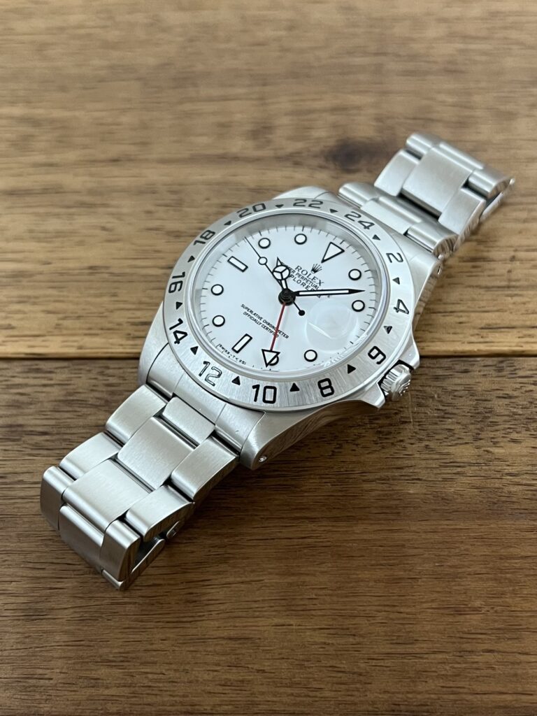 ロレックス エクスプローラー2 16570 ホワイト(白) U6番 トリチウム 5時側から 正面 委託 高価 買取 販売 名古屋