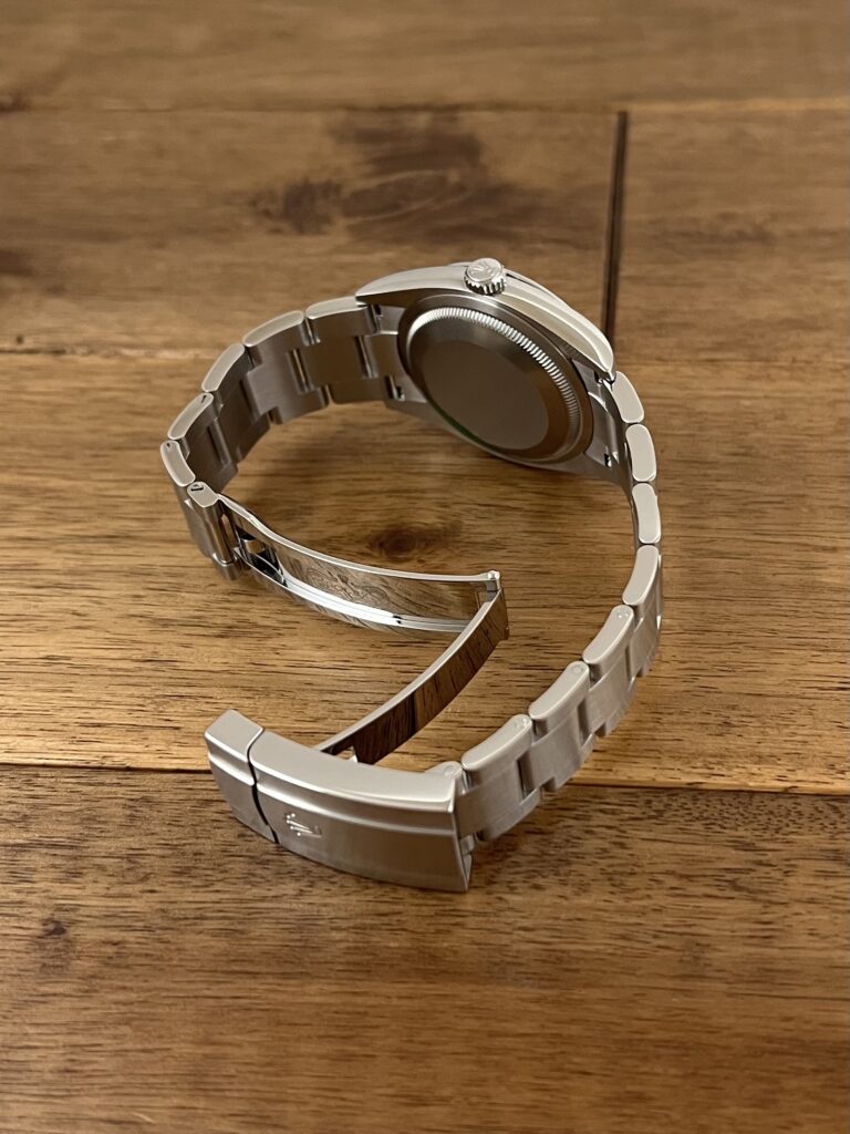 ロレックス(ROLEX)オイスター パーペチュアル 36 126000 ピスタチオ 未使用 クラスプ側から全体 委託 高価 買取 販売 名古屋