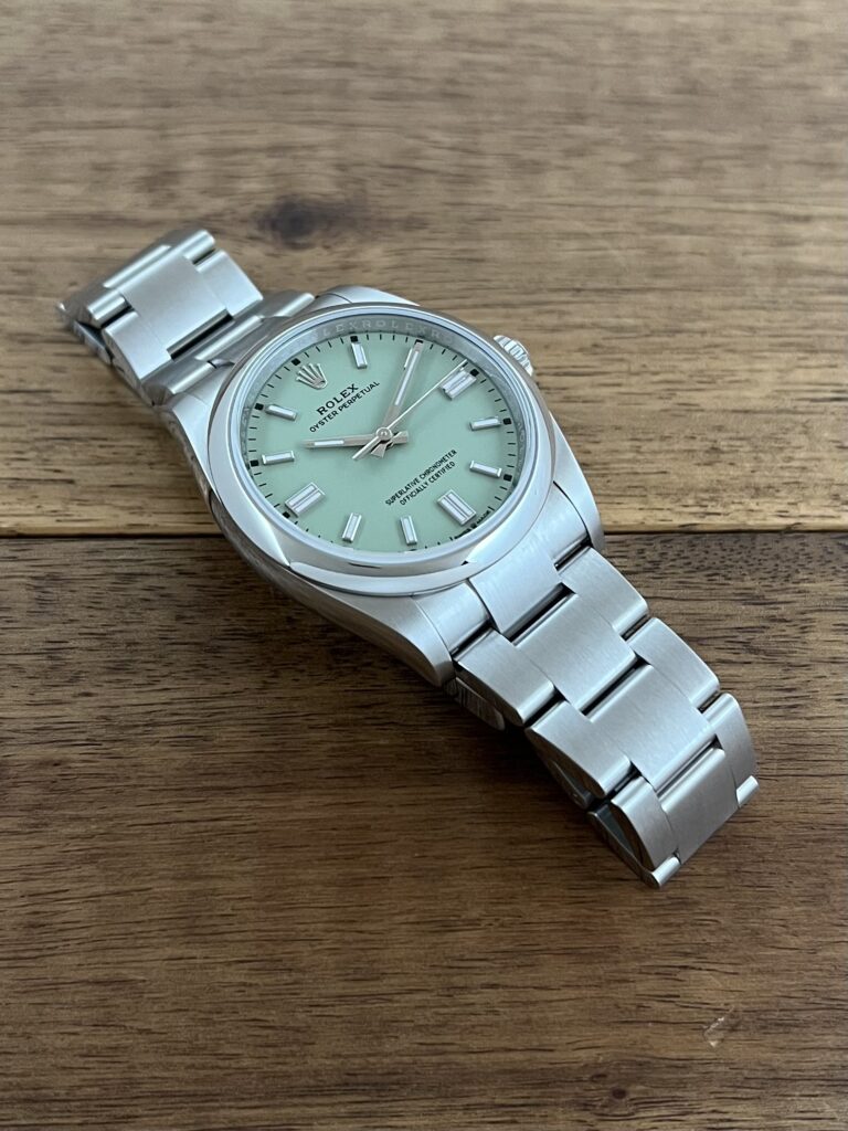 ロレックス(ROLEX)オイスター パーペチュアル 36 126000 ピスタチオ 未使用 7時側から 委託 高価 買取 販売 名古屋