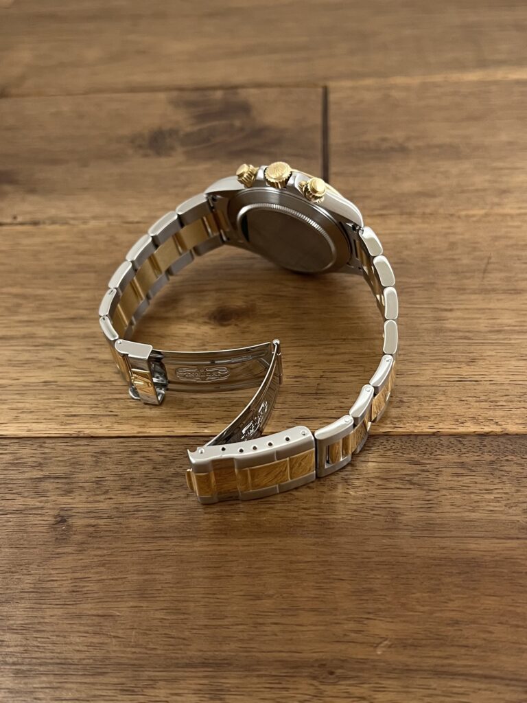 ロレックス コスモグラフ デイトナ 16523 ホワイト(白) U1番 トリチウム 中古 クラスプ側から全体 委託 高価 買取 販売 名古屋