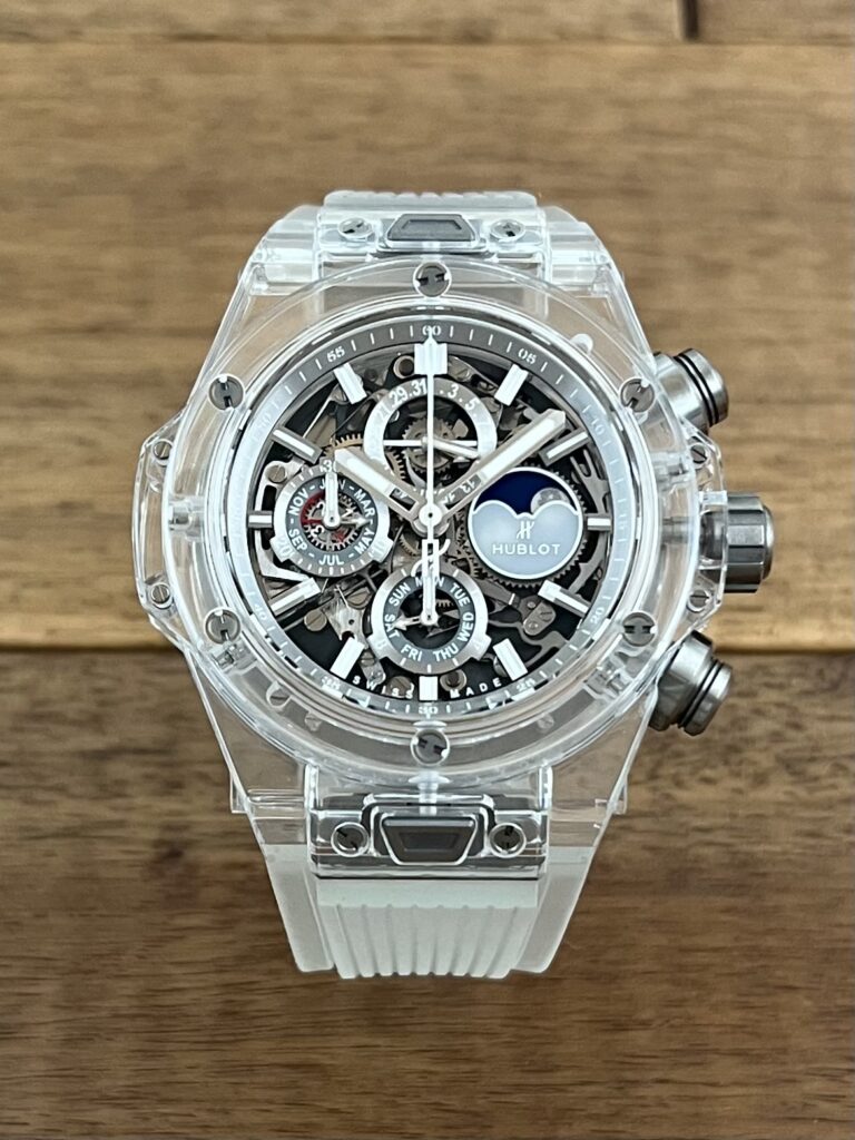 ウブロ ビッグバン ウニコ クロノグラフ パーペチュアル カレンダー サファイア 406.JX.0120.RT リミテッドエディション 中古 正面 委託 高価 買取 販売 名古屋