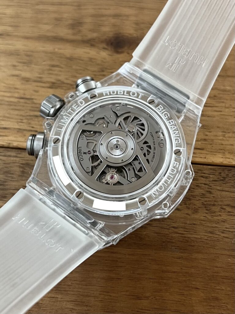 ウブロ ビッグバン ウニコ クロノグラフ パーペチュアル カレンダー サファイア 406.JX.0120.RT リミテッドエディション 中古 バックケース 委託 高価 買取 販売 名古屋