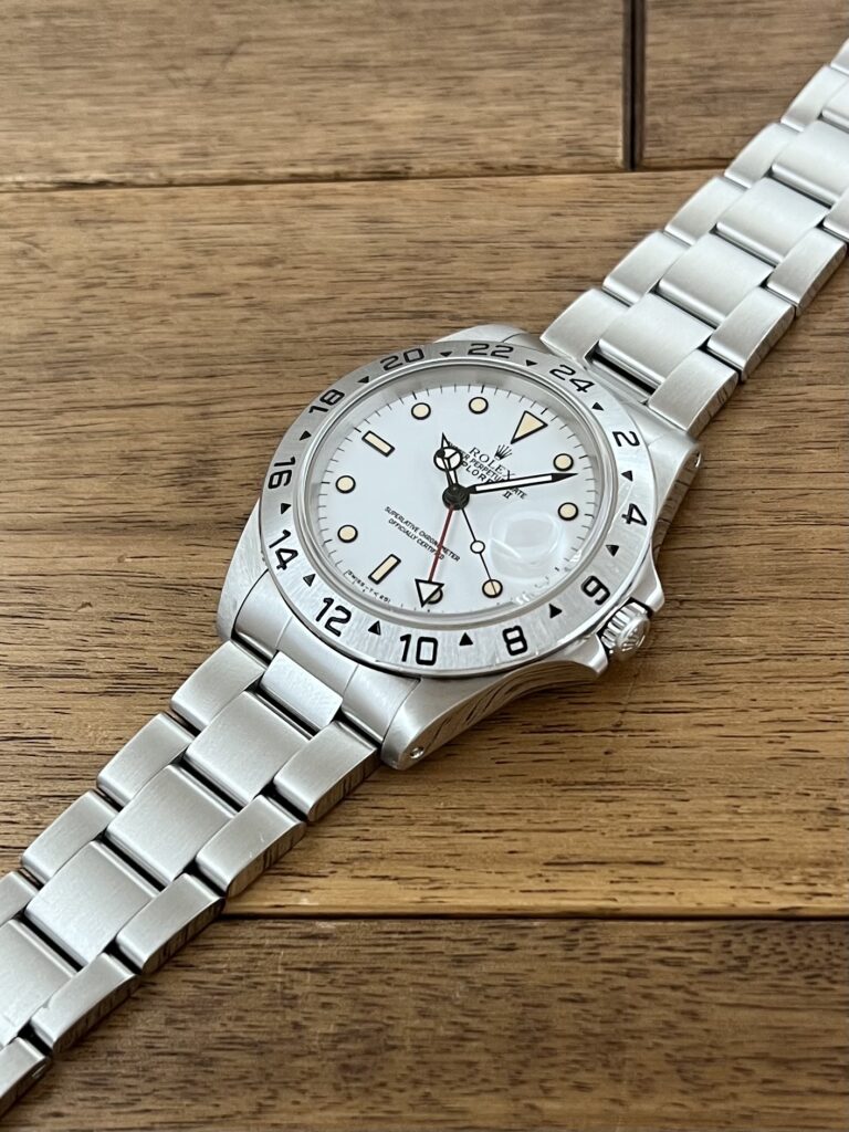 ロレックス エクスプローラー2 16570 ホワイト(白) N1番 トリチウム パティーナ 中古 5次側から 委託 高価 買取 販売 名古屋