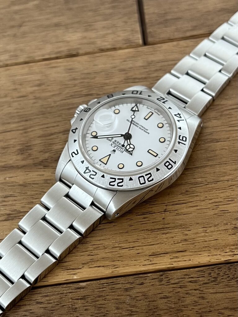 ロレックス エクスプローラー2 16570 ホワイト(白) N1番 トリチウム パティーナ 中古 11時側から 委託 高価 買取 販売 名古屋