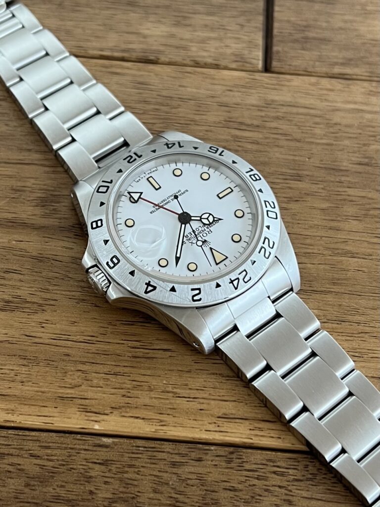 ロレックス エクスプローラー2 16570 ホワイト(白) N1番 トリチウム パティーナ 中古 1時側から 委託 高価 買取 販売 名古屋
