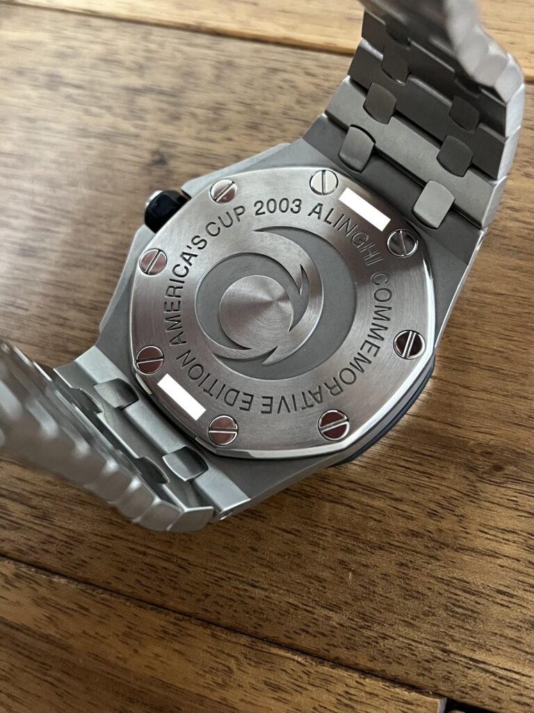中古 オーデマピゲ ロイヤルオーク オフショア アリンギ アメリカズカップ2003 25995IP.OO.1000TI.01 バックケースの画像